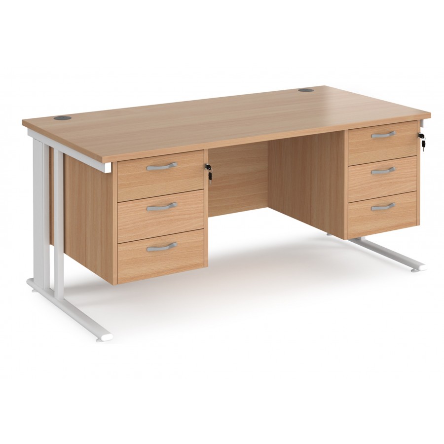 Maestro Cable Managed Desk with Twin Three Drawer Pedestals